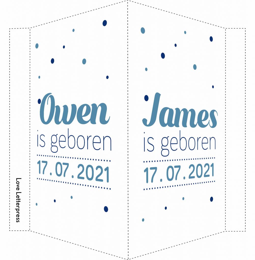 geboortebord raam tweeling confetti stippen petrol blauw raambord