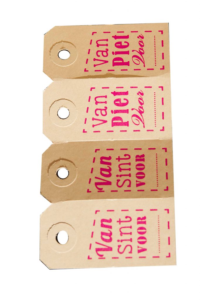 Sint en Piet labels- letterpress- sinterklaas- sint cadeau - goedkoop- inpakken