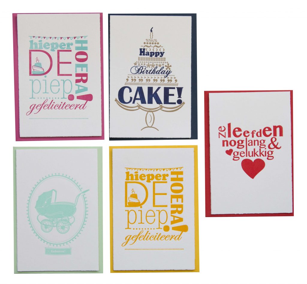 Letterpress_kaarten_set_Party-wenskaarten-verjaardag-geboren-getrouwd