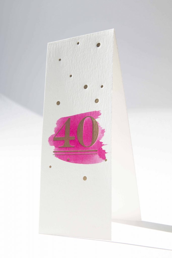 kaart 40 jaar verjaardag getrouwd letterpress goud hip